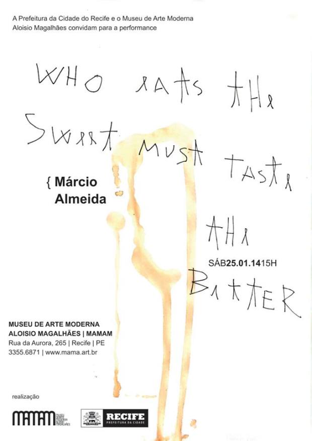 Performance de Marcio Almeida amanhã 25.01 no MAMAM!
